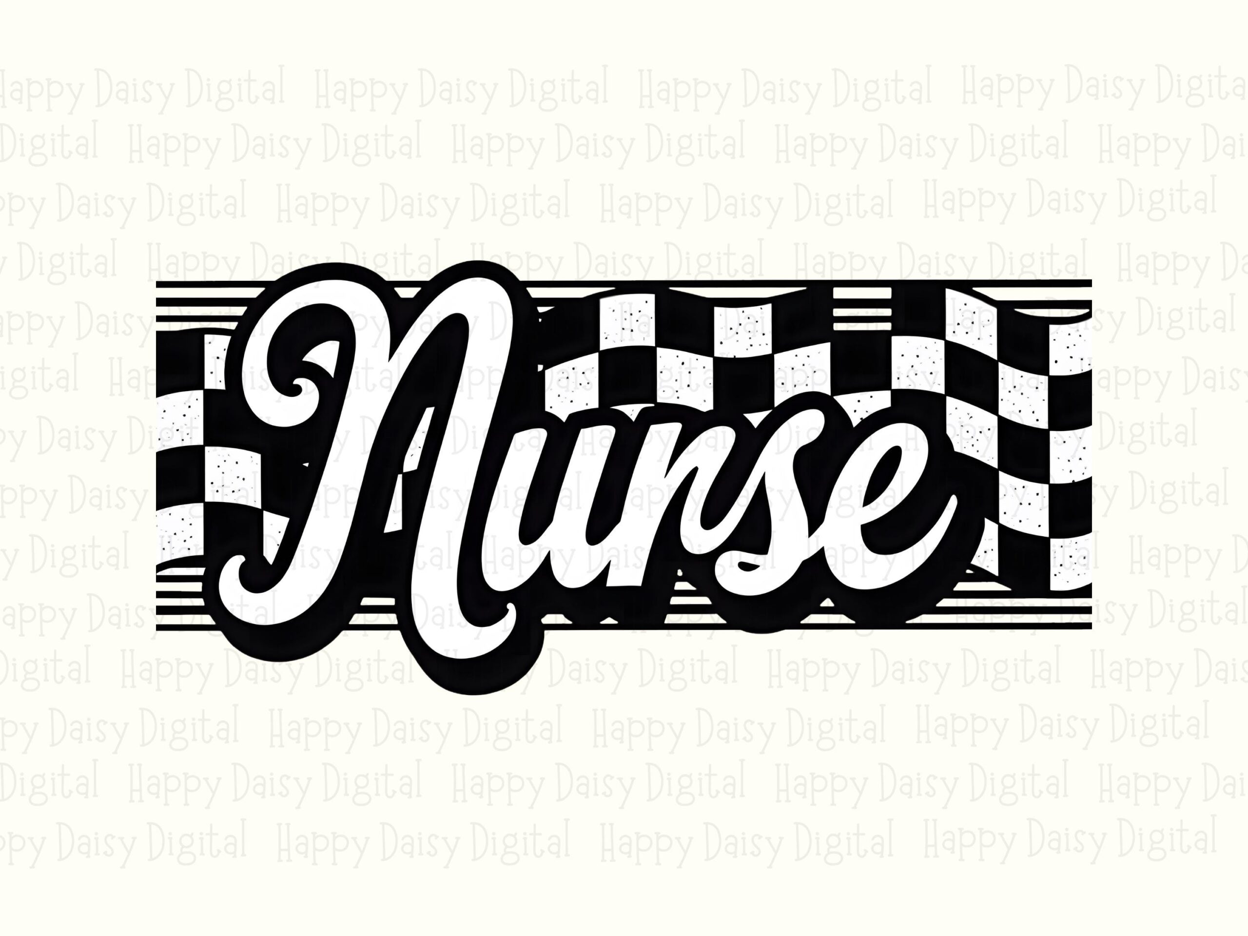 Checkered Nurse, Retro Racing Flag PNG | Sublimation Commercial Use, 300 DPI, Transparent Background - Image 2