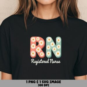 Daisy Rn, Floral Monogram Svg Png | Coral Mint Letters, White Blossom Pattern | Commercial Use