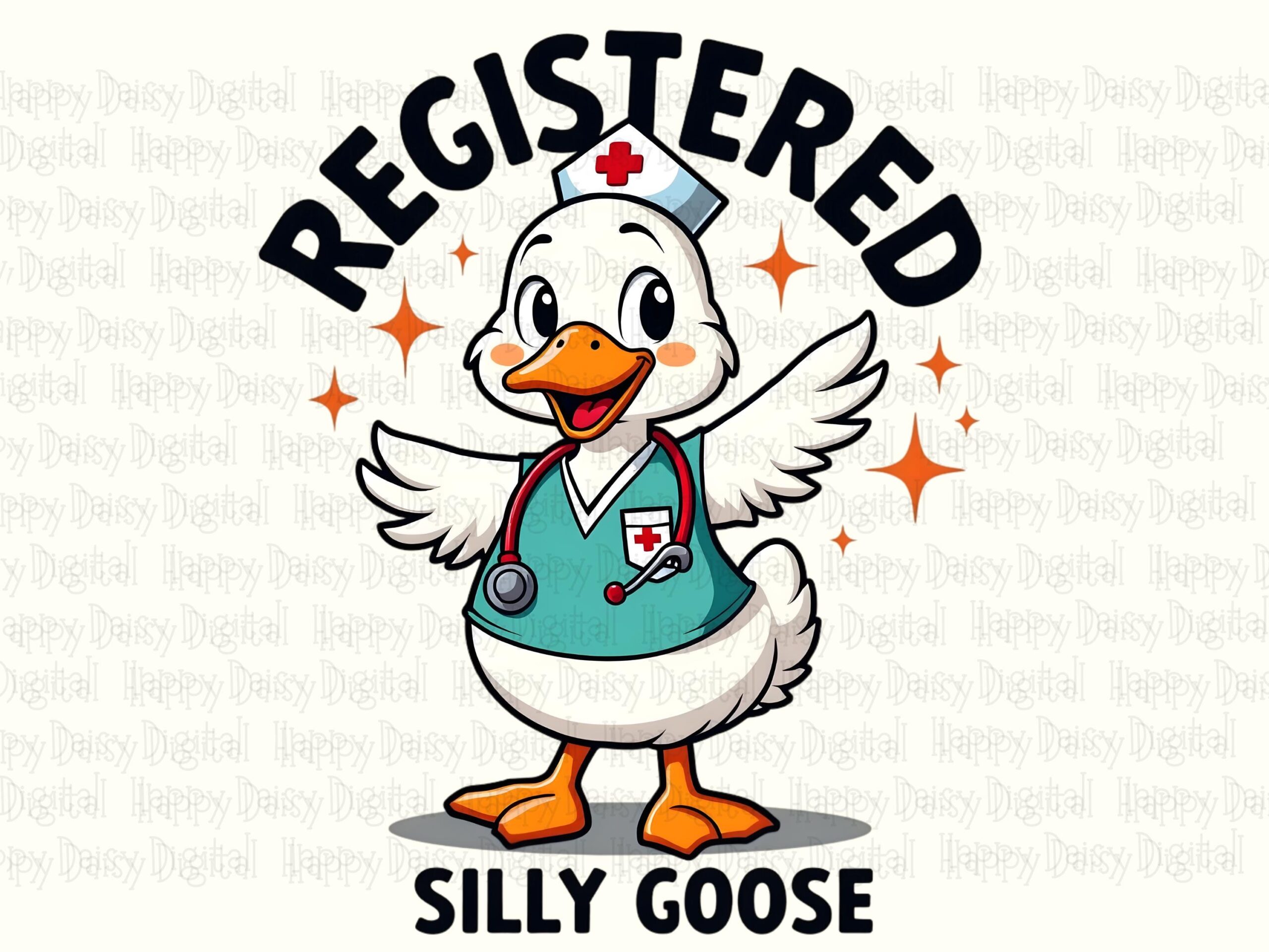 Nurse Goose PNG, Cartoon Registered Silly Design - Sublimation Ready, Commercial Use, 300 DPI - Image 2