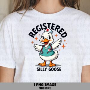 Nurse Goose PNG, Cartoon Registered Silly Design - Sublimation Ready, Commercial Use, 300 DPI