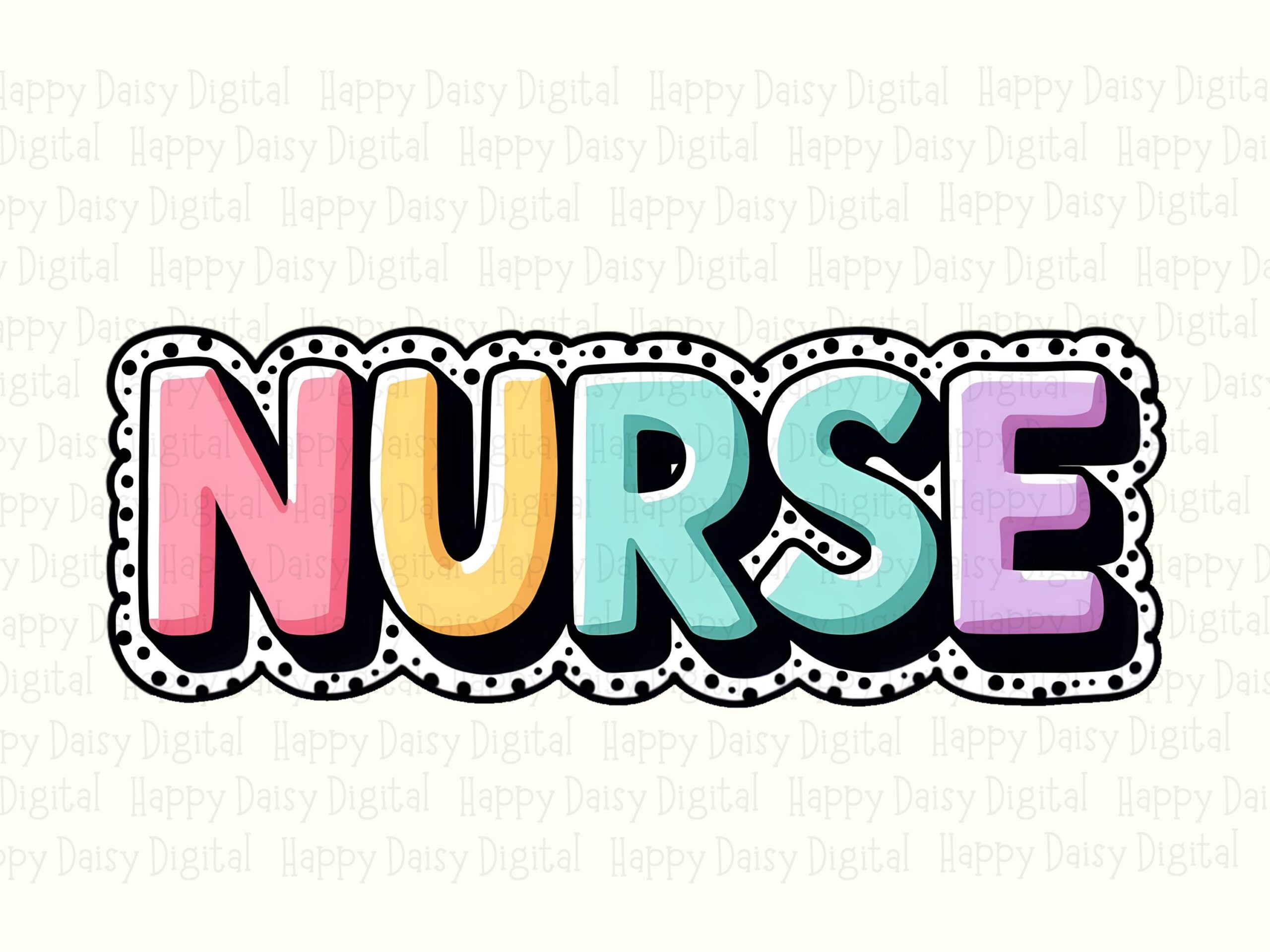 Nurse Bubble PNG, Pastel Pop Letter Graphic, Polka Dot Outline | 300 DPI | Commercial Use, Sublimation - Image 2