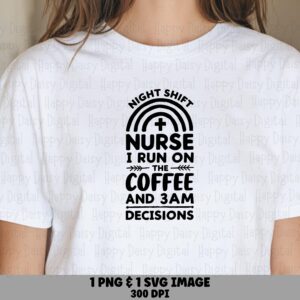Night Shift Nurse, Rainbow Cross PNG SVG Digital Design | Sublimation, Commercial Use, 300 DPI