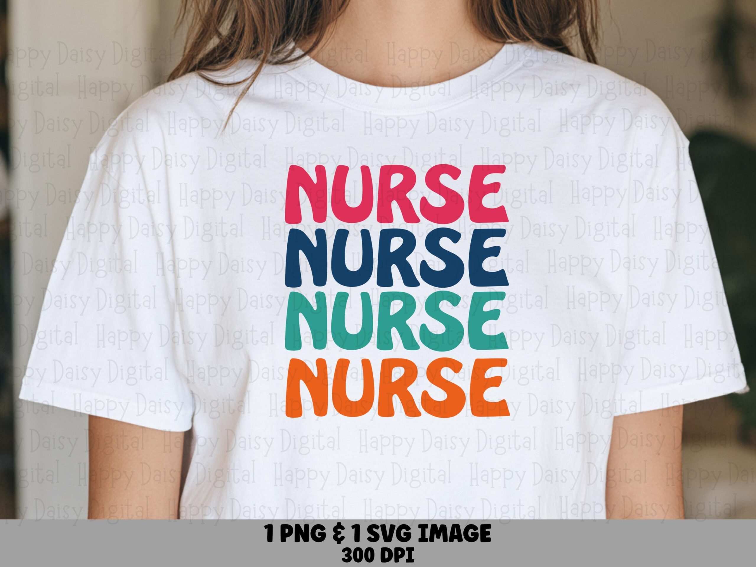 Retro Nurse Stack, Groovy Multicolor Quad Design PNG SVG | Sublimation, Commercial Use, 300 DPI