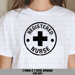 Registered Nurse, Distressed Vintage Stamp Badge PNG SVG | Commercial Use, 300 dpi, POD Seller Files