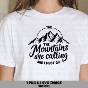 Retro Mountain Badge, Distressed Circle Logo PNG SVG | Teal Sunset Design, Sublimation, 300 DPI