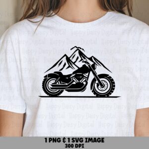 Motorcycle Mountain Cruiser Silhouette PNG, SVG, Sublimation Clipart - Commercial Use License, 300 DPI