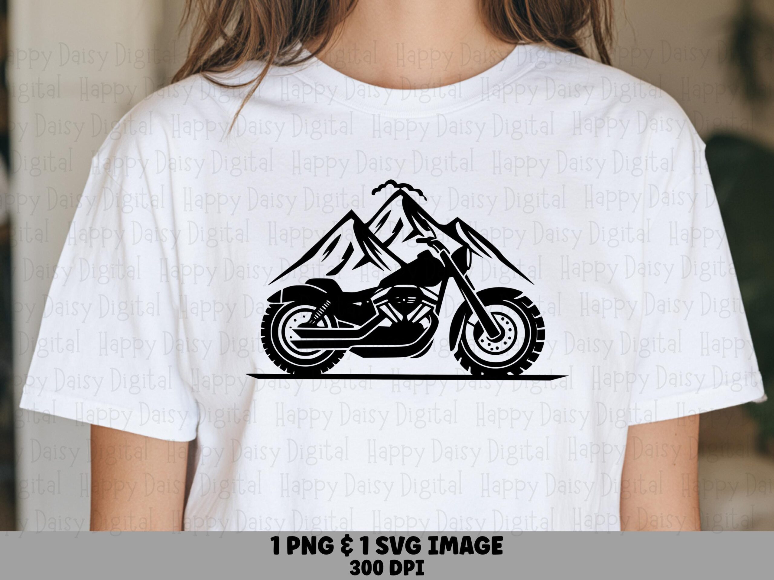 Motorcycle Mountain Cruiser Silhouette PNG, SVG, Sublimation Clipart - Commercial Use License, 300 DPI