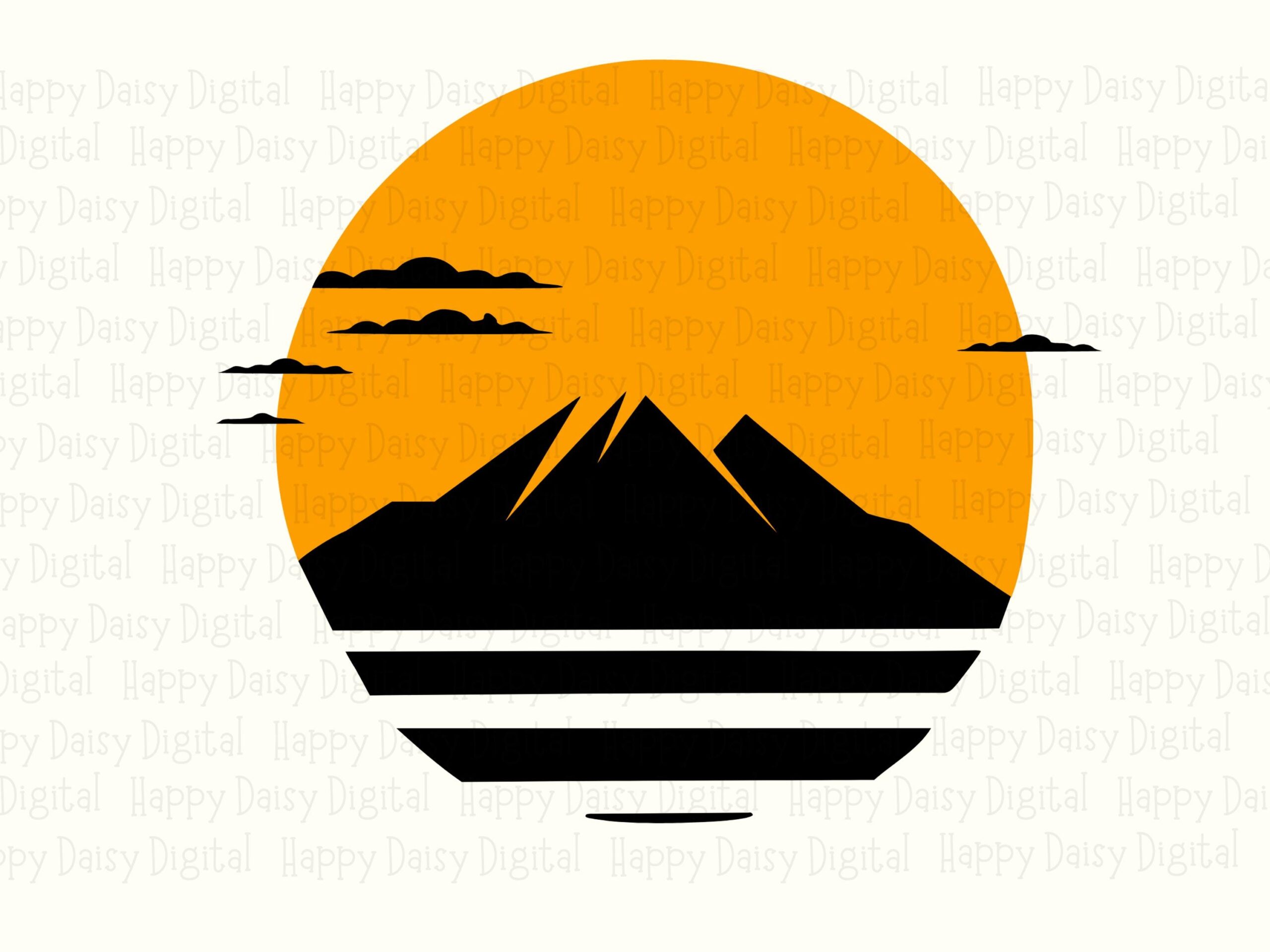 Golden Hour PNG, Retro Sunset Mountain, Peak Silhouette | SVG - Sublimation Ready, Commercial Use - Image 2