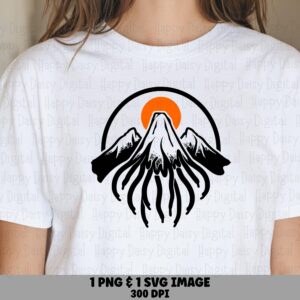 Rooted Summit, Stylized Mountain Clipart | PNG & SVG Files, Sublimation Design | Commercial Use, 300 DPI