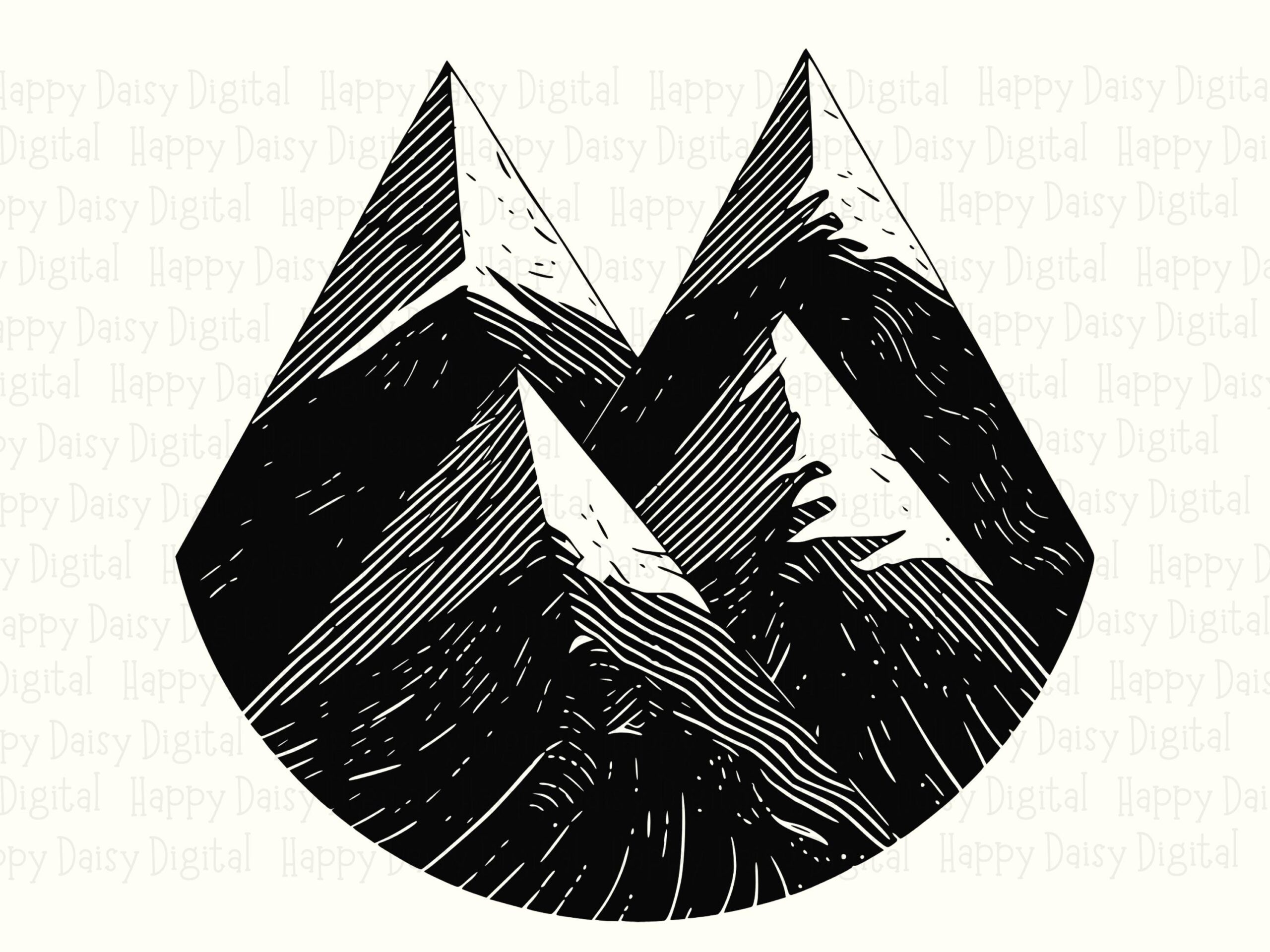 Twin Peaks, Etched Engraved-Line Clipart - PNG SVG, Sublimation Commercial Use | 300 DPI Print-Ready - Image 2