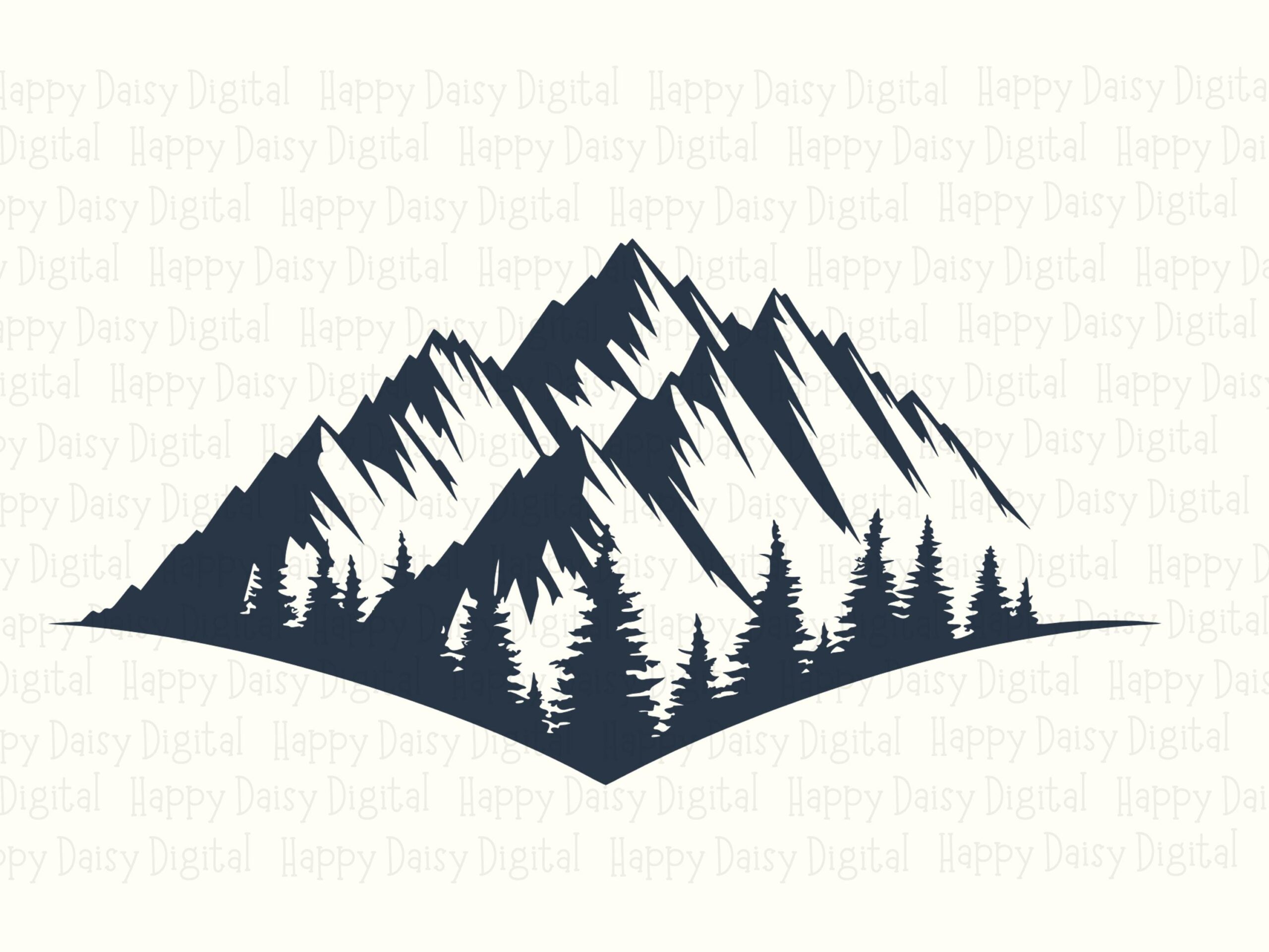 Pine Ridge PNG, Navy Mountain Silhouette Clipart - Evergreen Tree Row, SVG File | Digital Art, 300 DPI - Image 2
