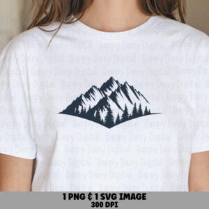 Pine Ridge PNG, Navy Mountain Silhouette Clipart - Evergreen Tree Row, SVG File | Digital Art, 300 DPI