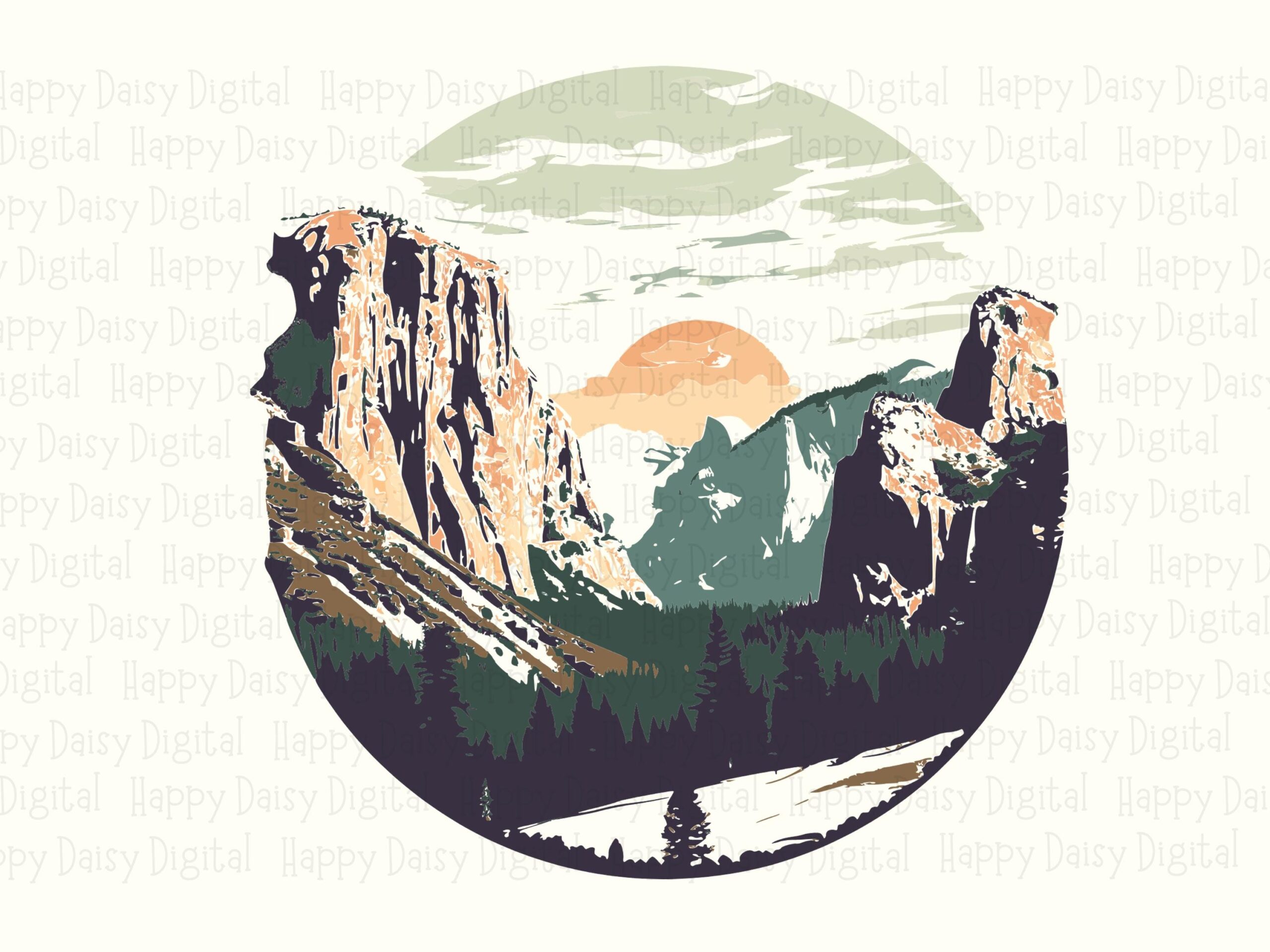 Sunset Canyon, Rounded Landscape Clipart | PNG And SVG Sublimation Files | 300 DPI, Commercial License - Image 2