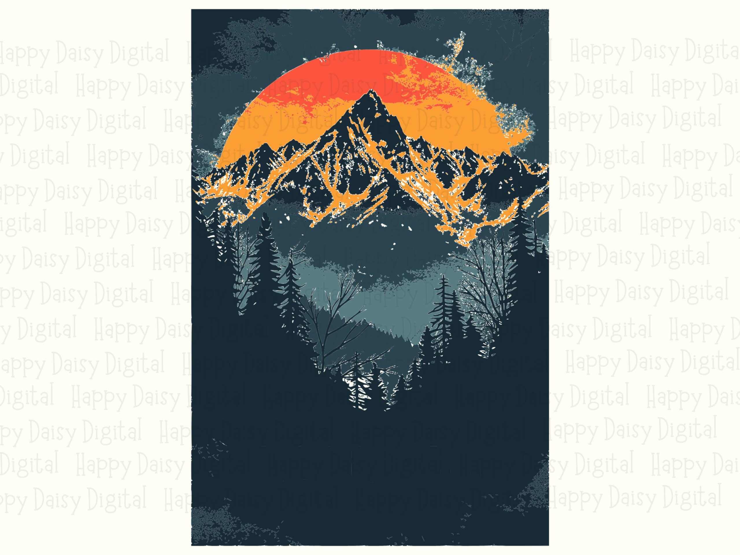 Ember Ridge PNG, Fiery Sunset Mountain Clipart, Jagged Peak Glow | SVG Included, 300 DPI | Commercial Use - Image 2