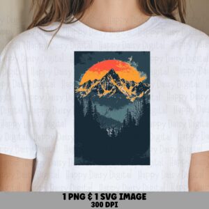 Ember Ridge PNG, Fiery Sunset Mountain Clipart, Jagged Peak Glow | SVG Included, 300 DPI | Commercial Use
