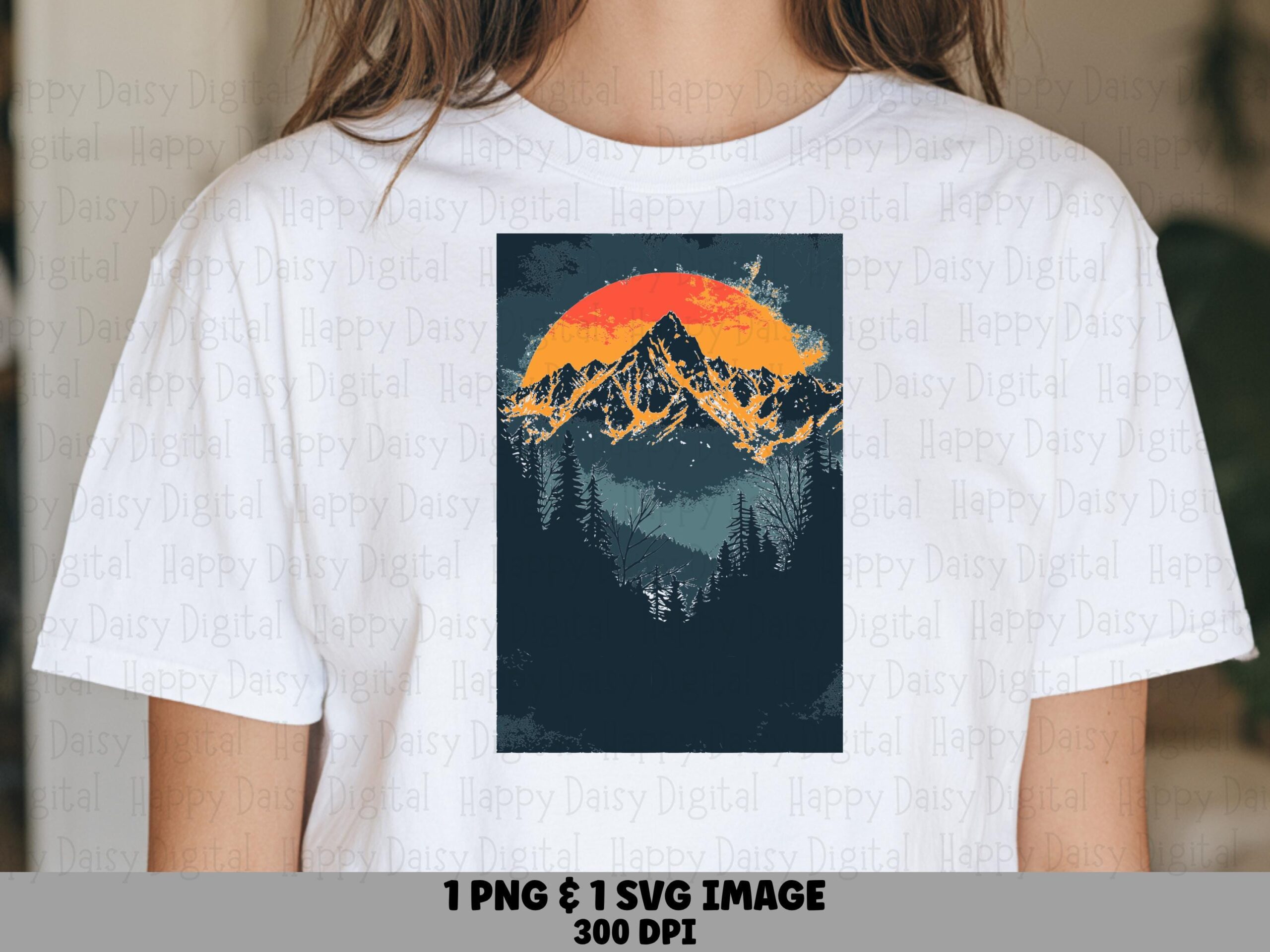Ember Ridge PNG, Fiery Sunset Mountain Clipart, Jagged Peak Glow | SVG Included, 300 DPI | Commercial Use