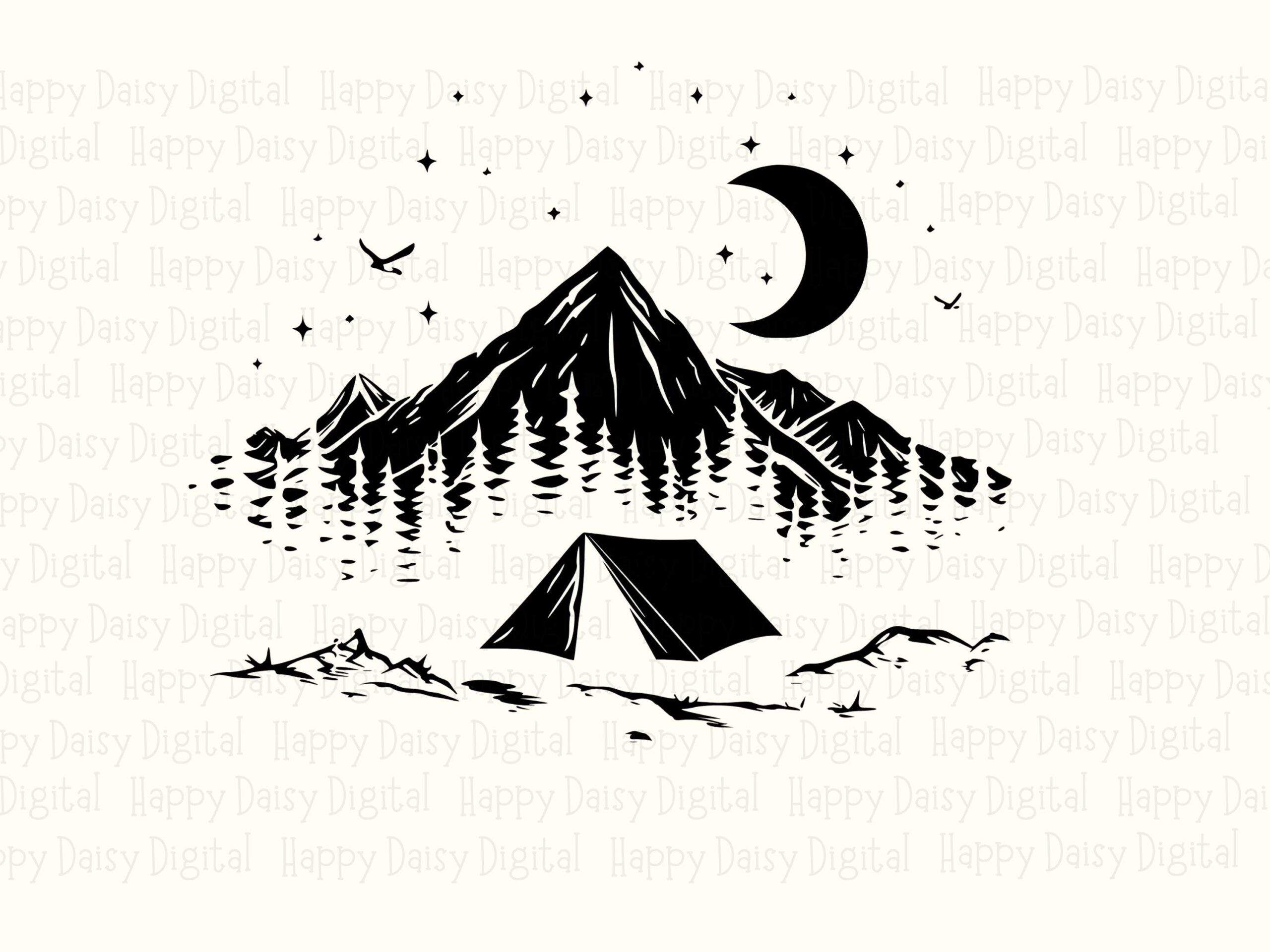 Camping PNG Design, Midnight Line Camp Illustration | PNG & SVG Files | 300 dpi, Commercial License - Image 2