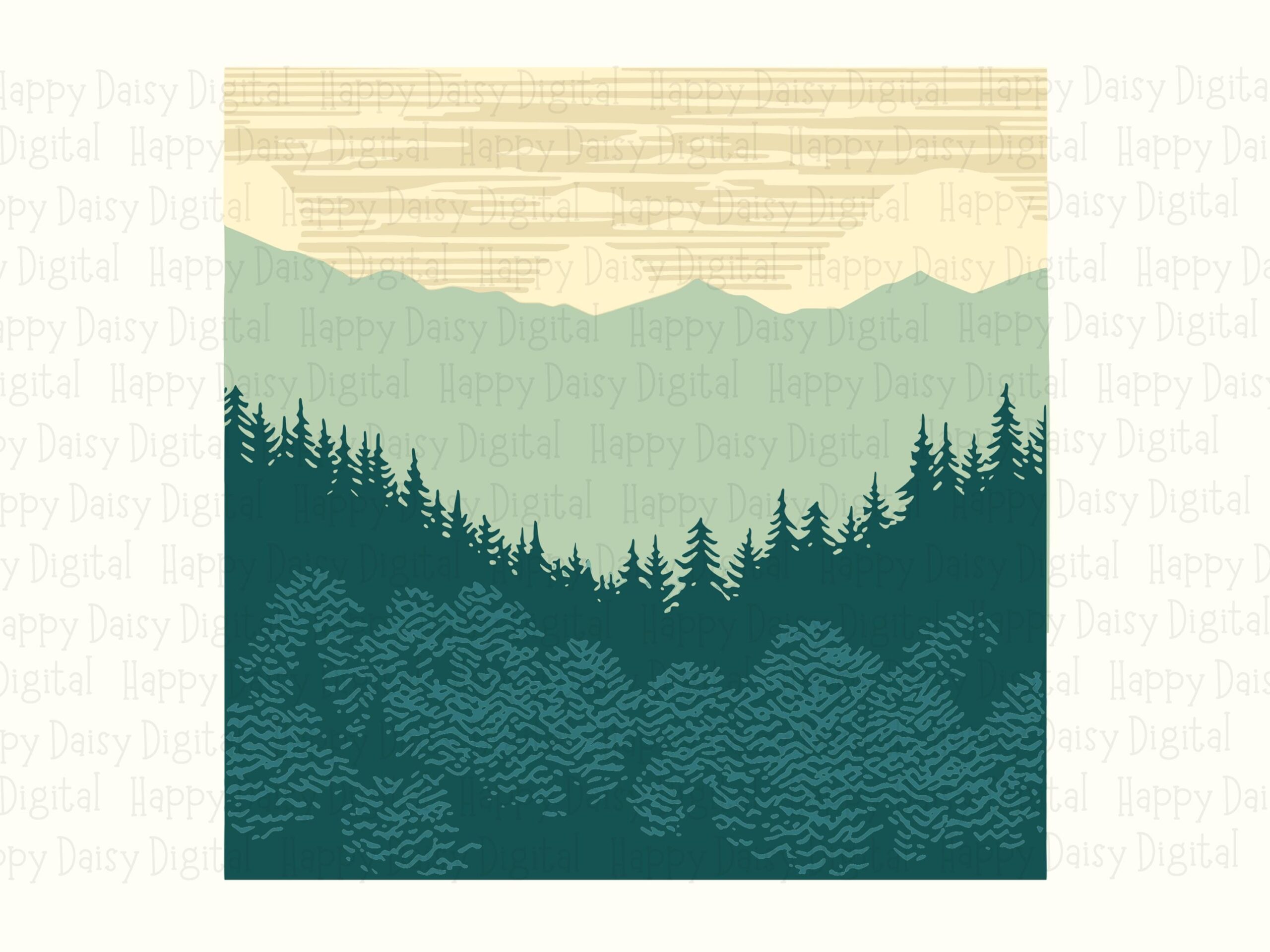 Forest Layers PNG, Misty Gradient Landscape Clipart | SVG Included | Print-Ready 300 DPI, Commercial Use - Image 2