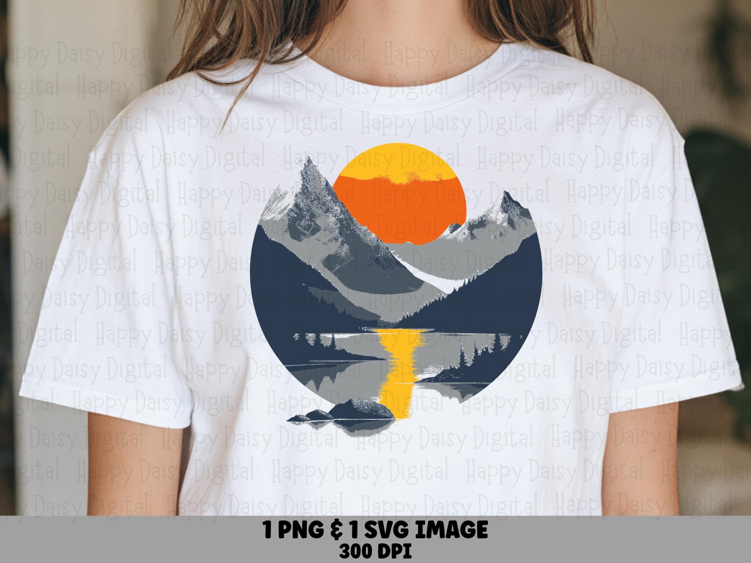 Lake Circle PNG, Alpine Mountain Badge Sublimation Artwork | SVG Included - 300 DPI, Commercial Use