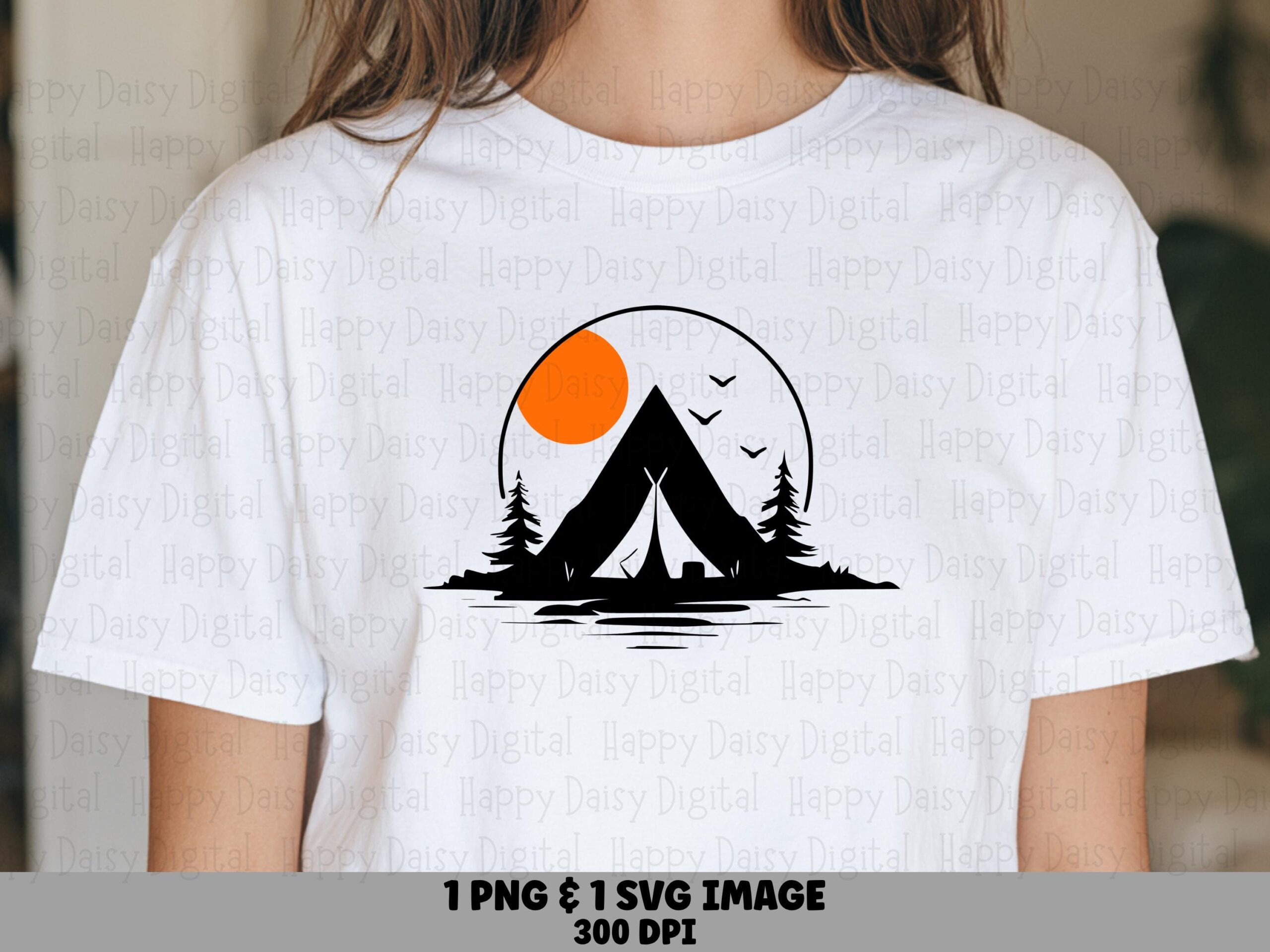 Tent Silhouette Art, Black Camp Circle Design | PNG SVG Files, Print-Ready 300 DPI | Commercial Use