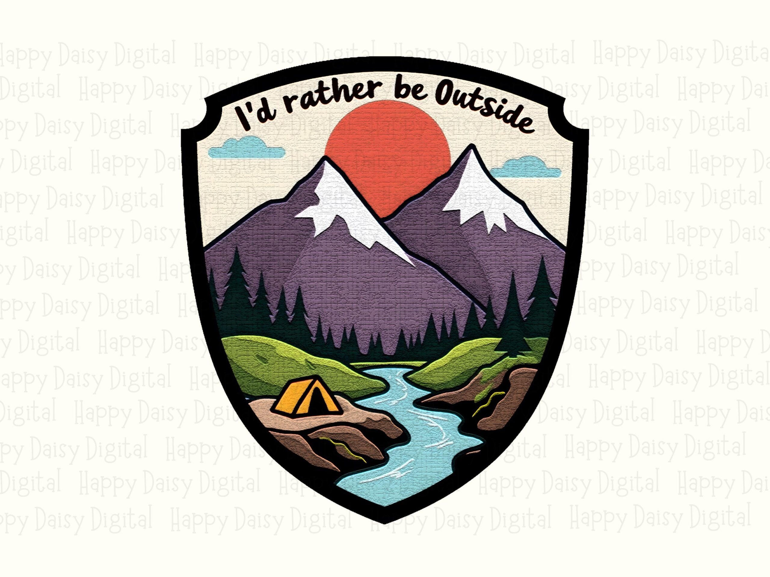 Outdoor Badge, Retro Circle Nature PNG | Pine Mountain Emblem, Sublimation, Commercial Use - 300 DPI - Image 2