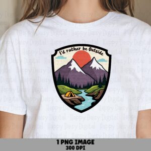 Outdoor Badge, Retro Circle Nature PNG | Pine Mountain Emblem, Sublimation, Commercial Use - 300 DPI