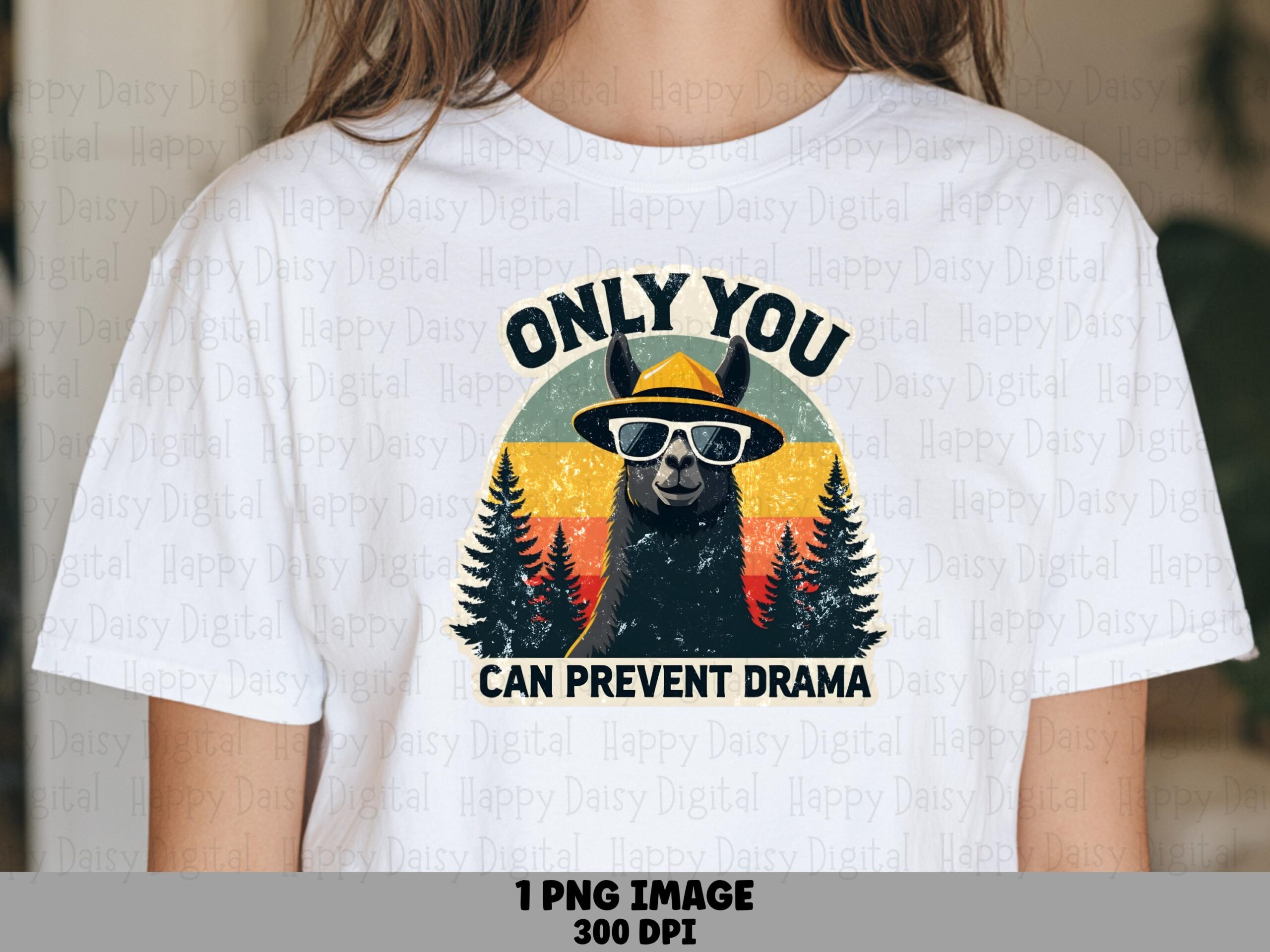 Llama Camping Png, Funny Cartoon Sublimation Design | Commercial Use, Print-Ready 300 DPI | POD Friendly