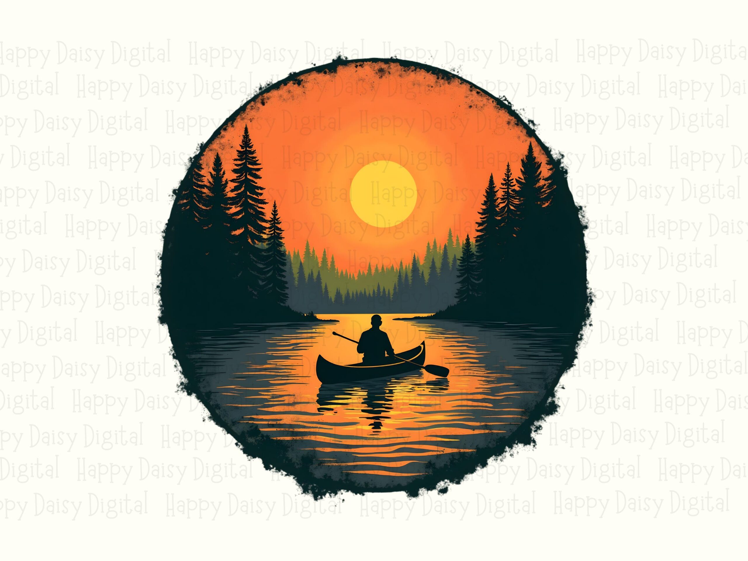 Lone Canoe Art, Indigo Sunset PNG, Glowing Horizon Clipart | Sublimation File, 300 DPI, Commercial Use - Image 2