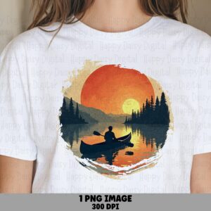 Canoe Rustic Png, Vintage Voyage Design | Sublimation Graphic - Distressed Lettering, 300 DPI Commercial Use
