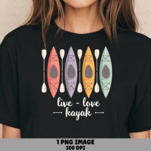 Kayak Row PNG Design, Arched Live Love Quote File | Kayaker Silhouette, Transparent 300 DPI, Commercial Use