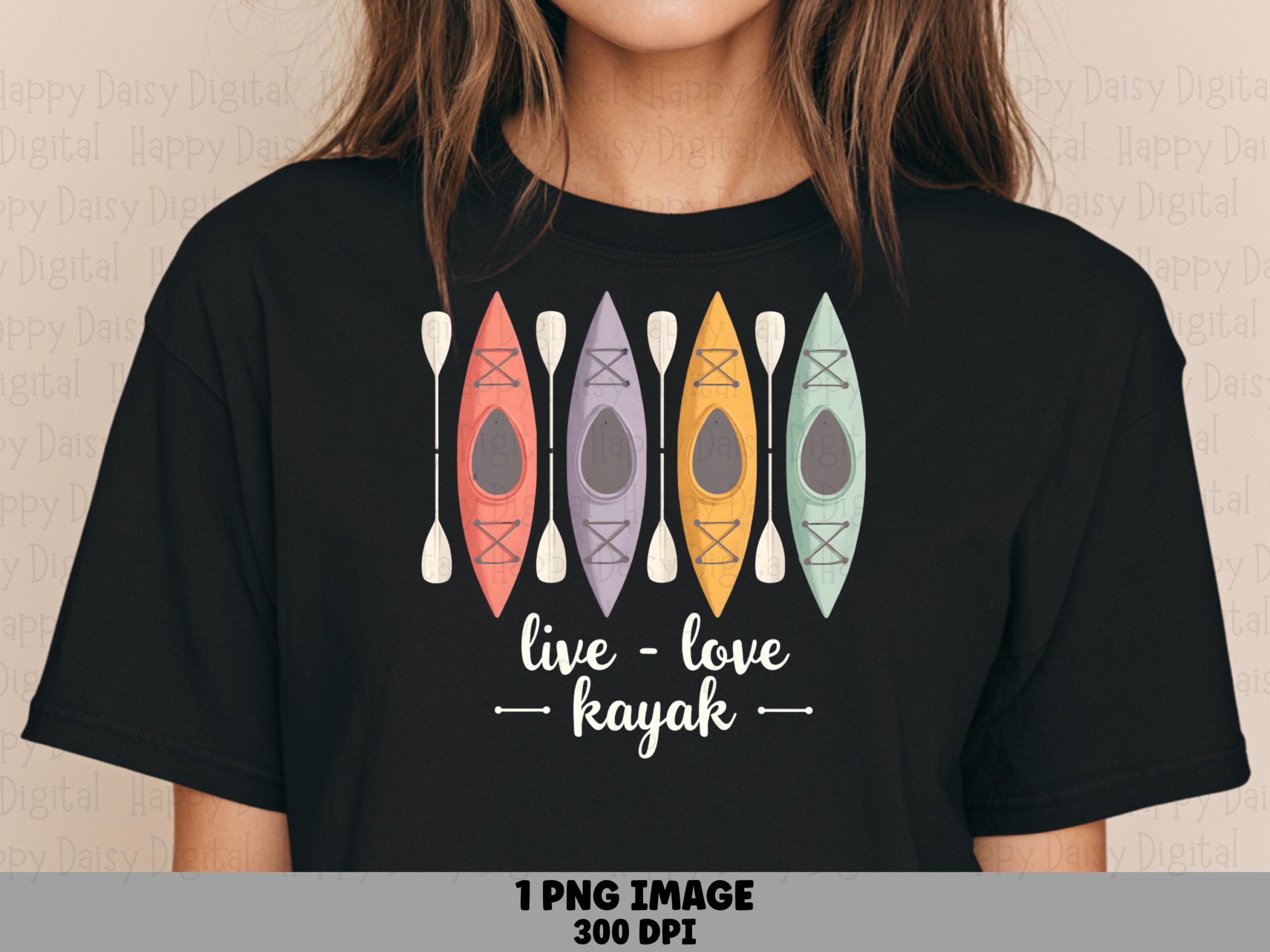Kayak Row PNG Design, Arched Live Love Quote File | Kayaker Silhouette, Transparent 300 DPI, Commercial Use