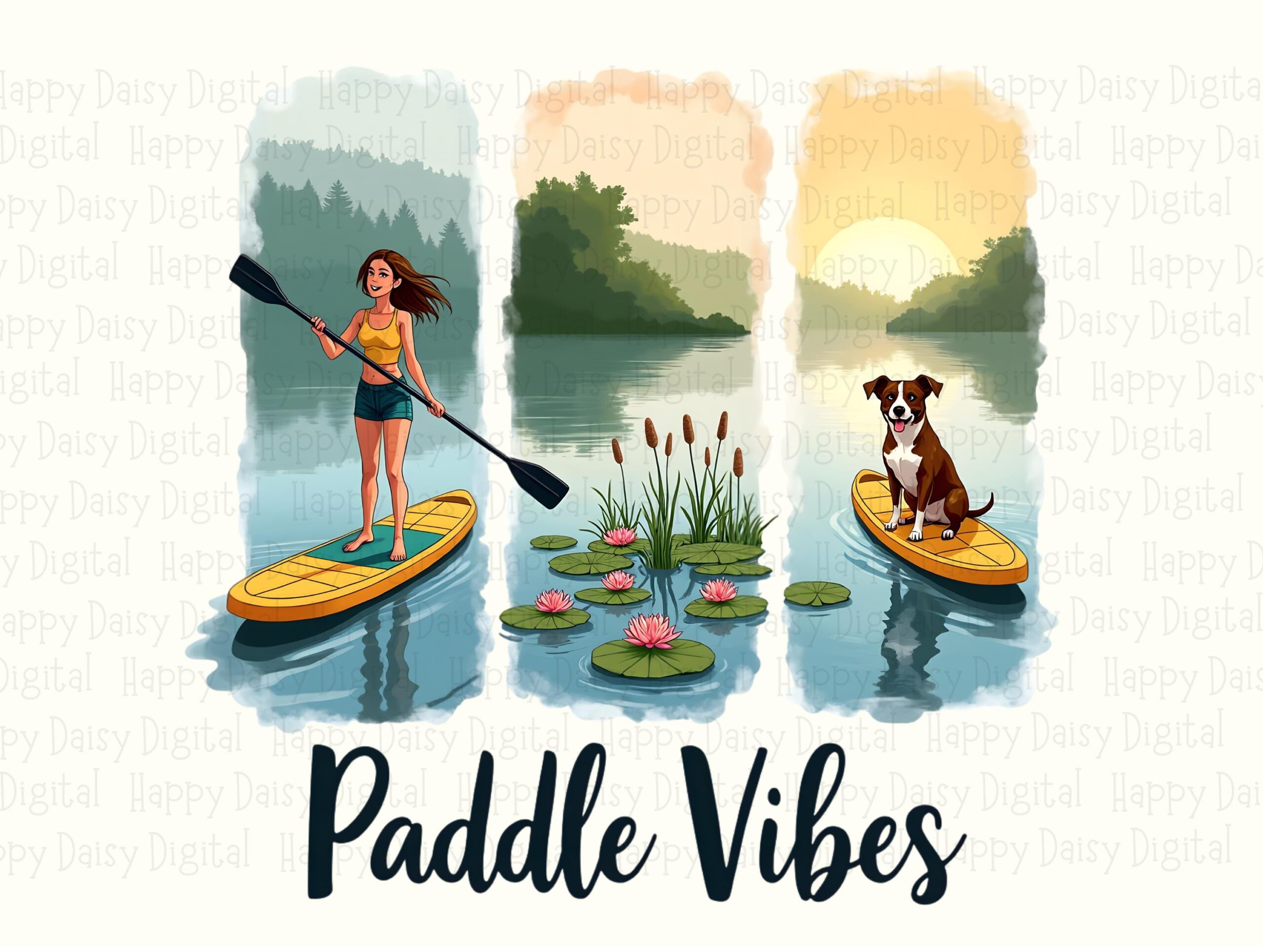 Paddle Vibes, Duo Icon Clipart - Wave Graphic | Sublimation PNG, Commercial Use, For POD Sellers, 300 DPI - Image 2