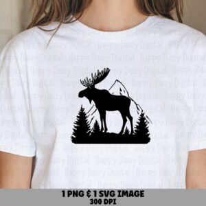 Moose Mountain, Minimalist Bold Silhouette PNG + SVG Bundle | Sublimation, Commercial Use, 300 DPI
