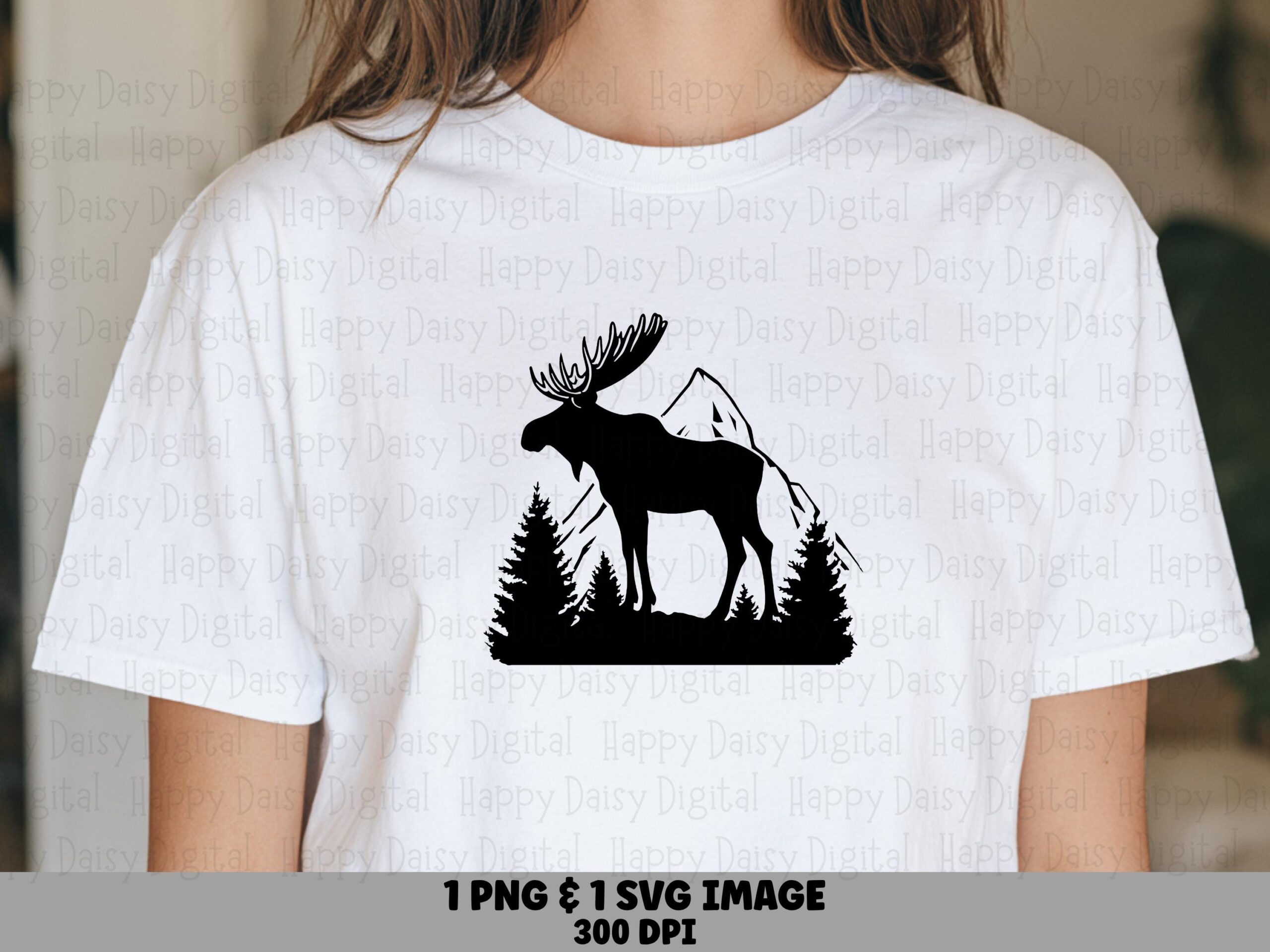 Moose Mountain, Minimalist Bold Silhouette PNG + SVG Bundle | Sublimation, Commercial Use, 300 DPI