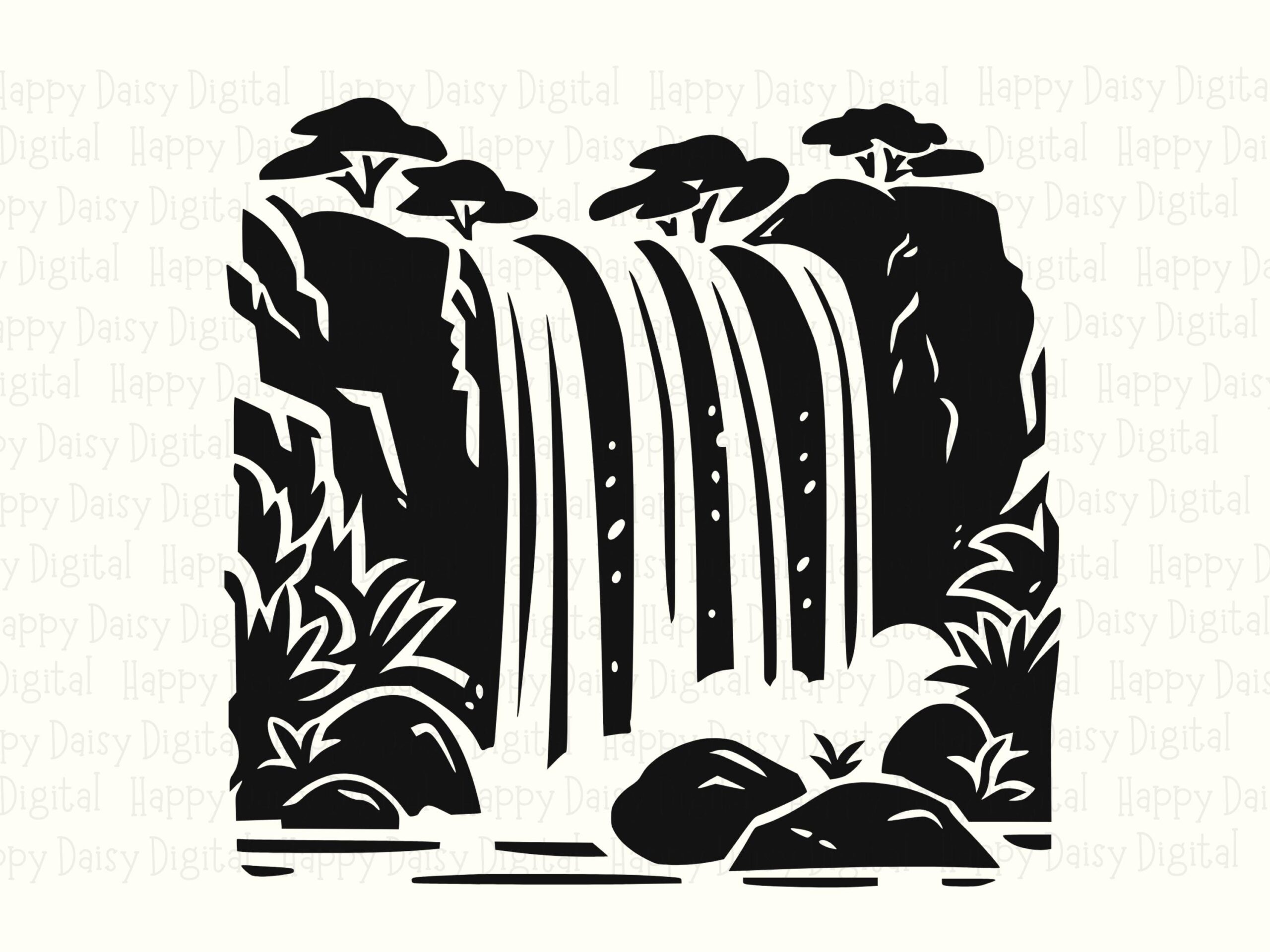 Jungle Waterfall, Tropical Foliage Clipart - Lush Falls PNG & SVG, 300 DPI | Vibrant Green Scene, Commercial License - Image 2