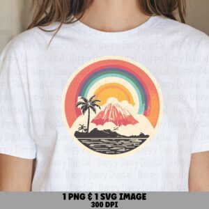 Island Sunset Png, Retro Striped Tropical Isle Graphic | Svg File, Sublimation Design, 300 DPI