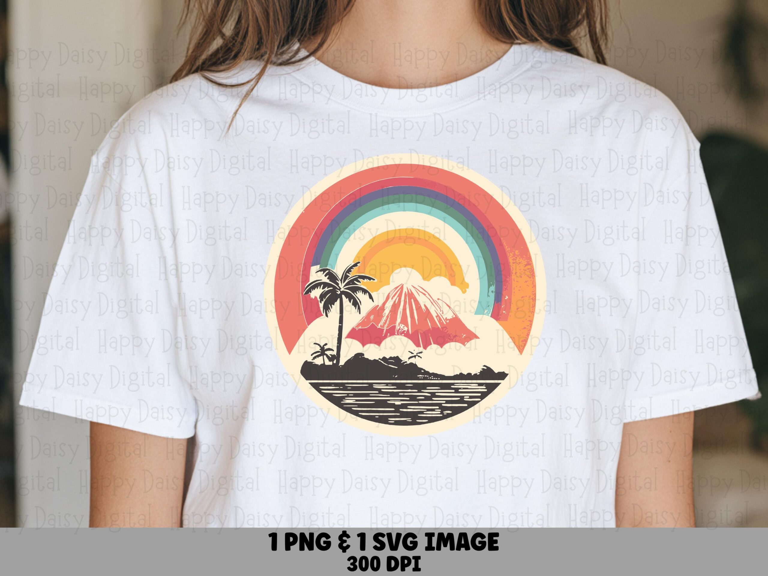 Island Sunset Png, Retro Striped Tropical Isle Graphic | Svg File, Sublimation Design, 300 DPI