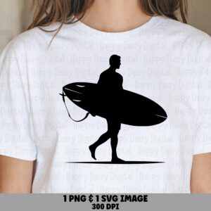 Surfer Silhouette PNG SVG | Sublimation Commercial Use POD