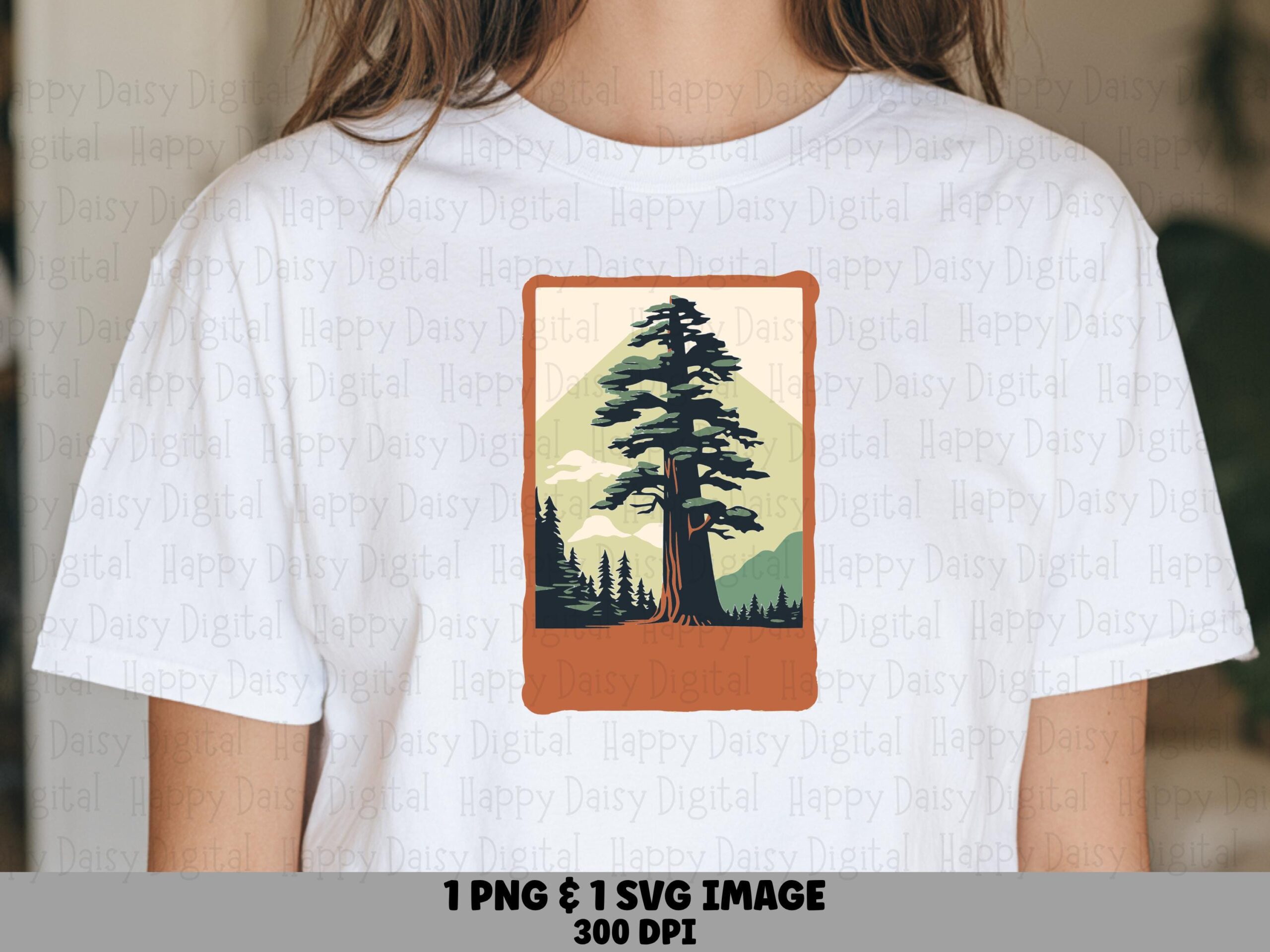 Redwood Postcard, Vintage Forest Illustration PNG SVG | Sublimation Graphic | 300 DPI, Commercial Use