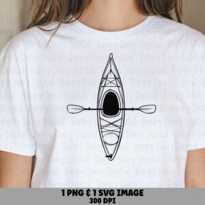 Kayak Top View, Bird's-Eye Overhead Design PNG | SVG File, Rippling Water Illustration, 300 DPI