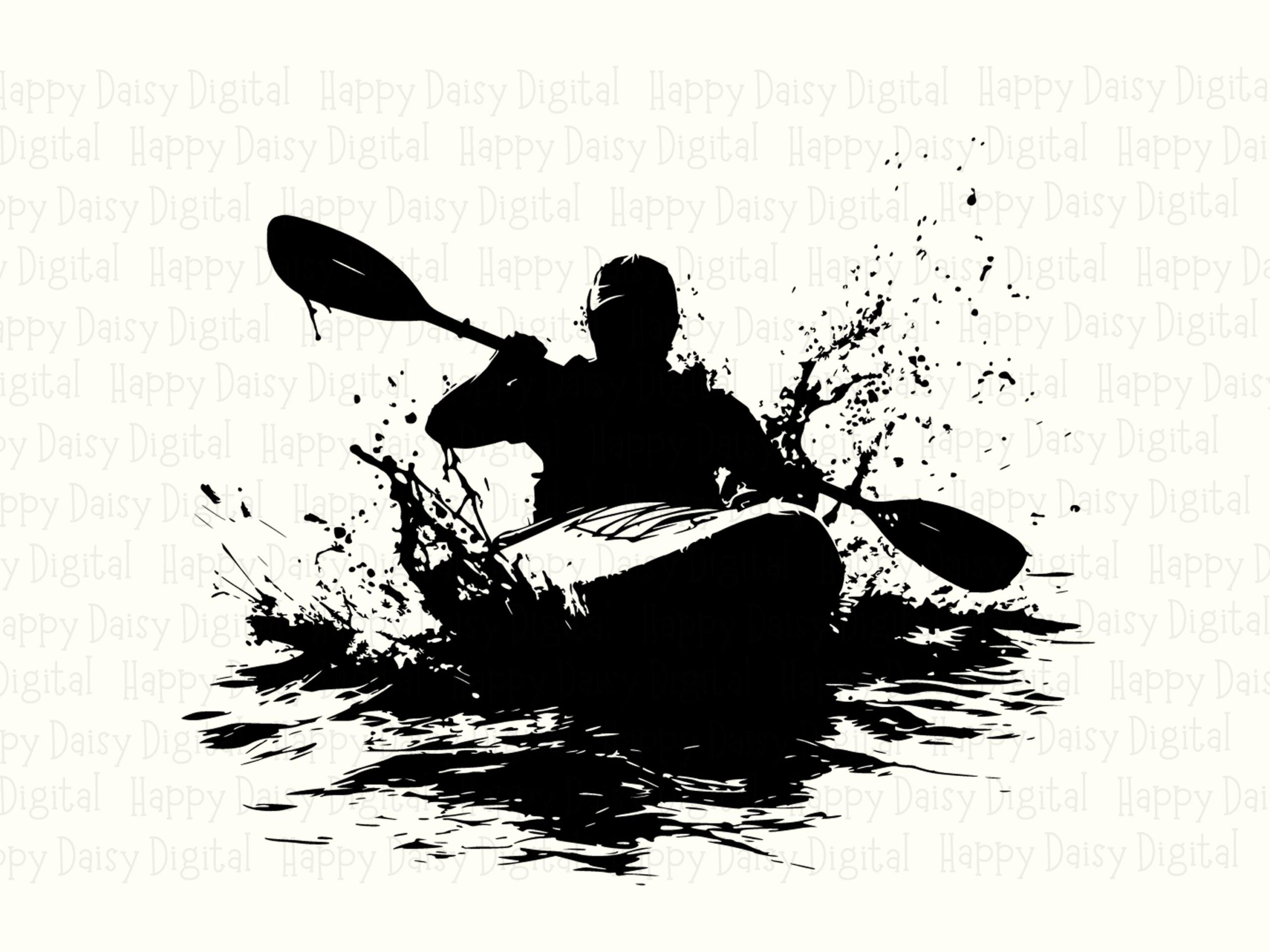 Whitewater Rapids, Kayak Action Illustration | PNG + SVG Digital Files | 300 DPI, Commercial Use - Image 2