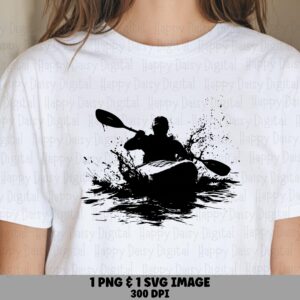 Whitewater Rapids, Kayak Action Illustration | PNG + SVG Digital Files | 300 DPI, Commercial Use