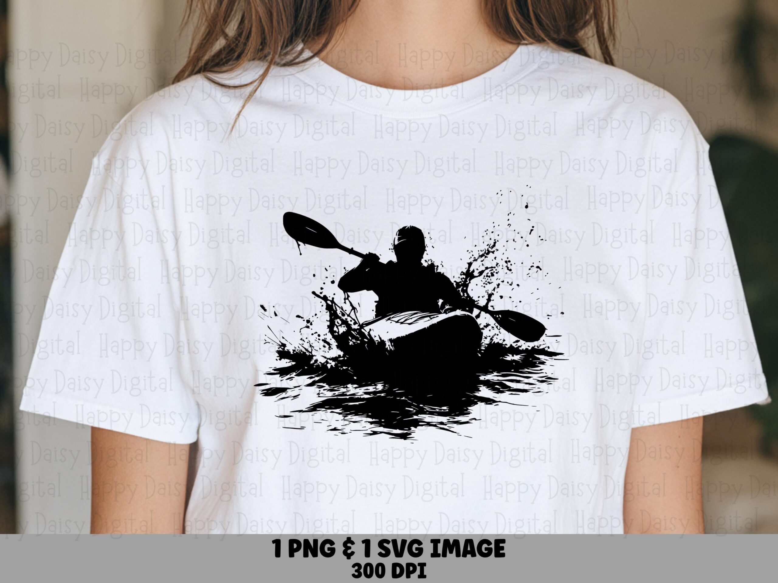 Whitewater Rapids, Kayak Action Illustration | PNG + SVG Digital Files | 300 DPI, Commercial Use
