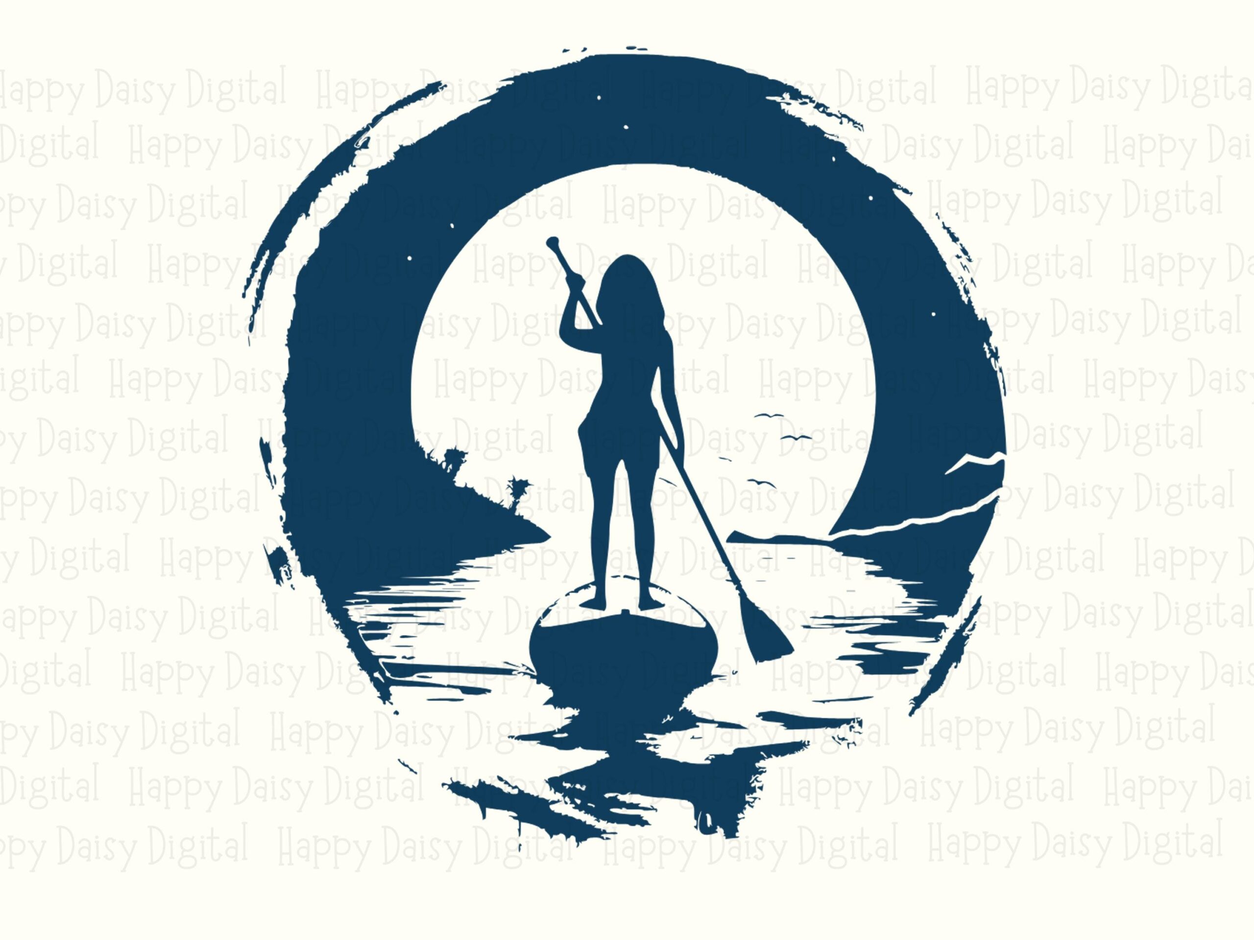Paddleboard Moon, Moonlit Silhouette Clipart, Paddler Graphic | PNG, SVG Files - 300 DPI, Commercial Use Included - Image 2
