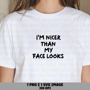 Nicer Than My Face, Sassy Quote SVG PNG Bundle | Bold Typography | Commercial License, Sublimation DTF