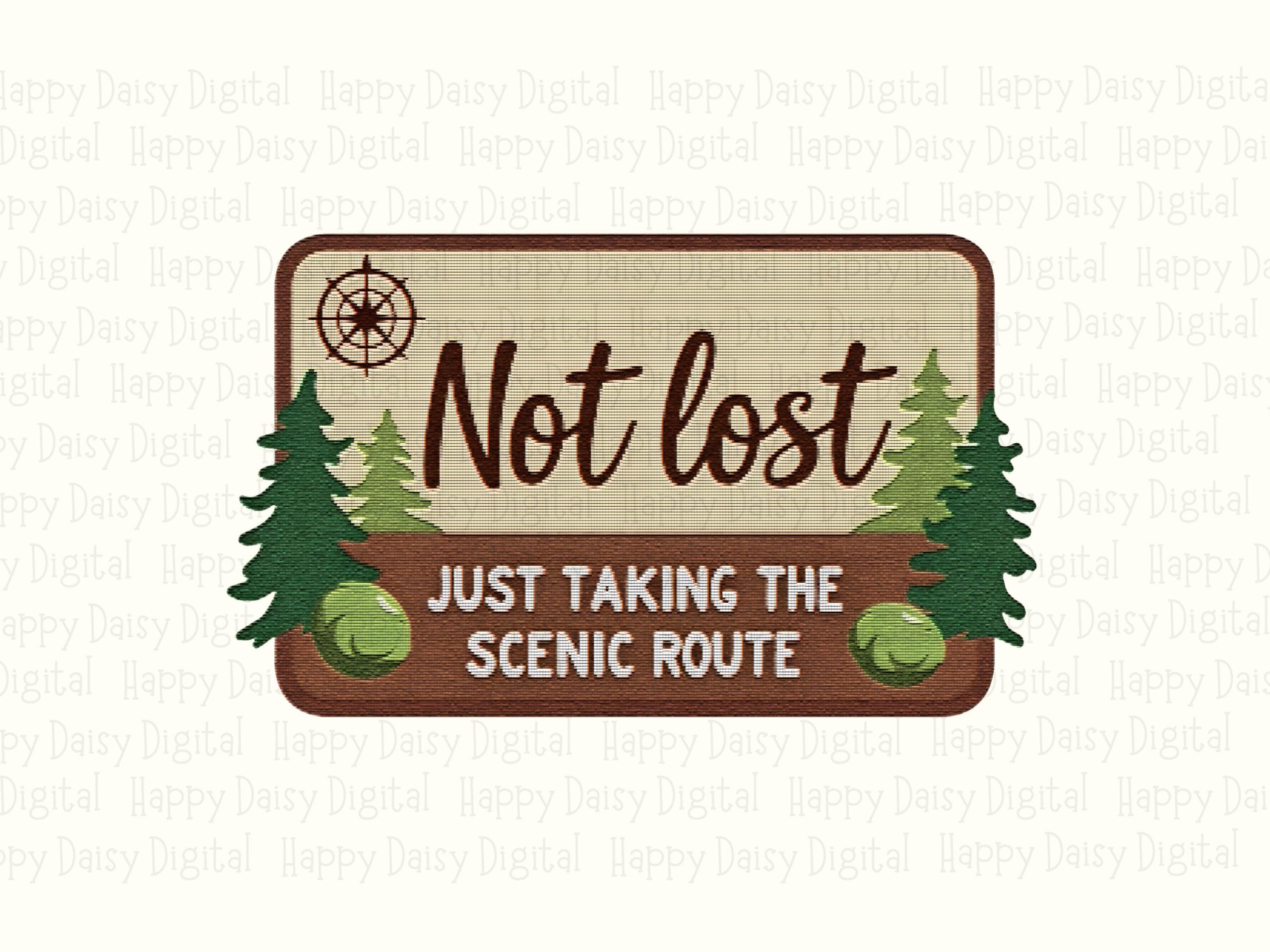 Scenic Route Compass, Rustic Wooden Sign Artwork | PNG Sublimation File, Commercial Use, Print-Ready 300 DPI - Image 2