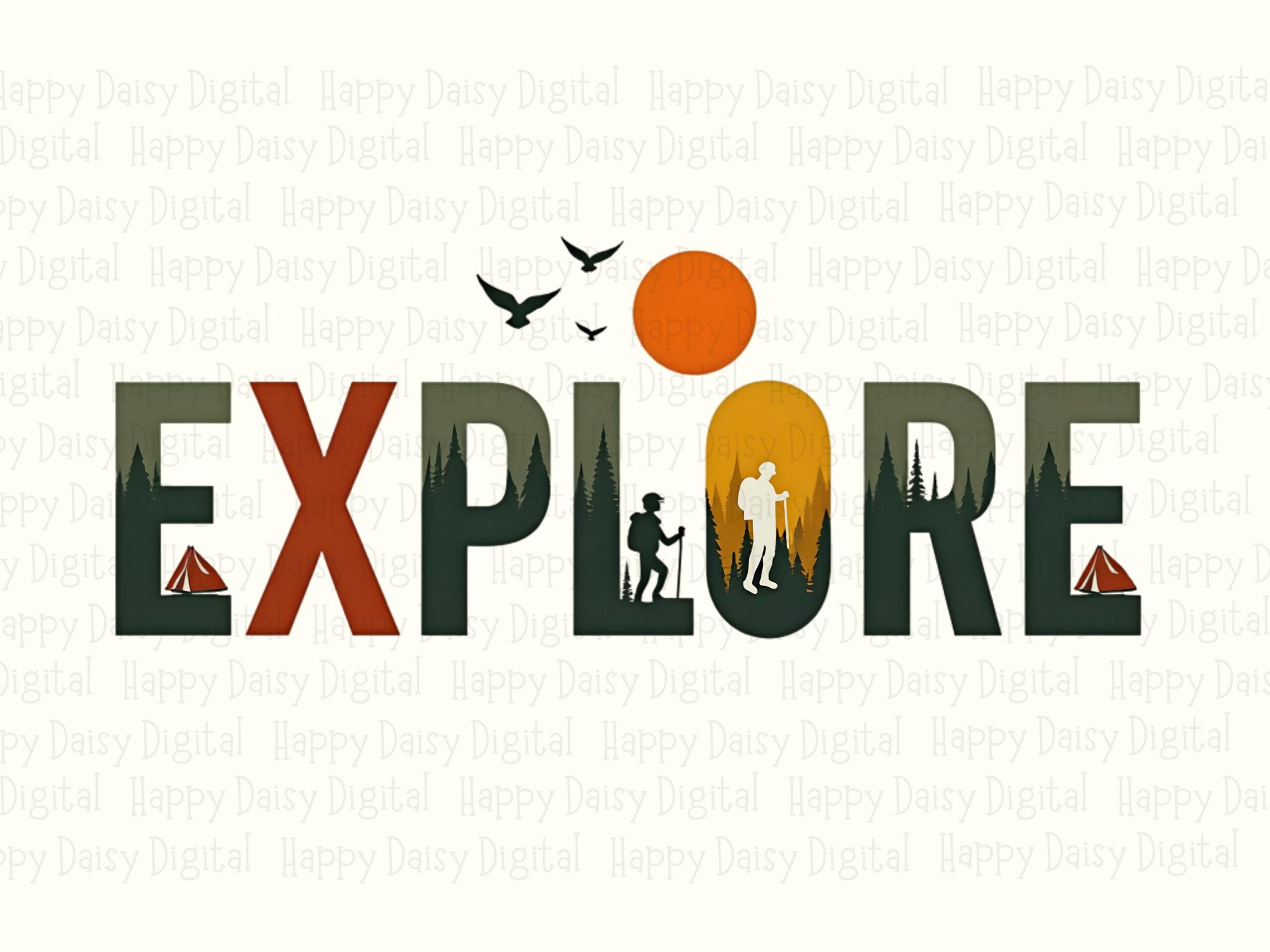 Explore Colorful, Hiking Forest Design PNG | Sublimation Graphic, 300 DPI Transparent Background, Commercial Use - Image 2
