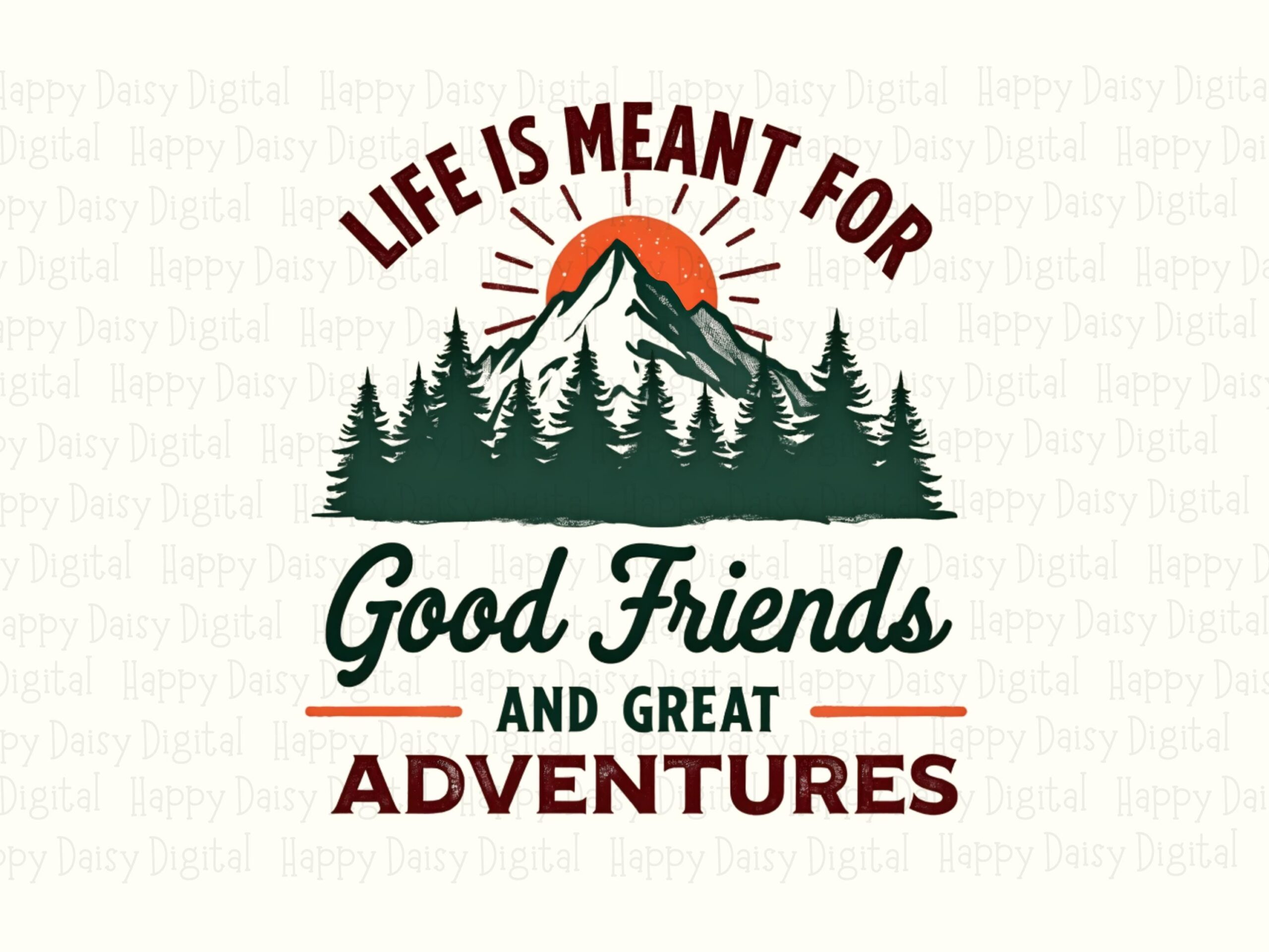 Good Friends Badge, Sunburst Mountain PNG | Sublimation Commercial Use | 300 DPI, Travel POD Design For Sellers - Image 2