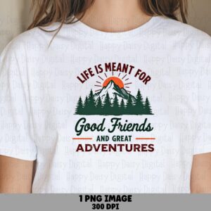 Good Friends Badge, Sunburst Mountain PNG | Sublimation Commercial Use | 300 DPI, Travel POD Design For Sellers