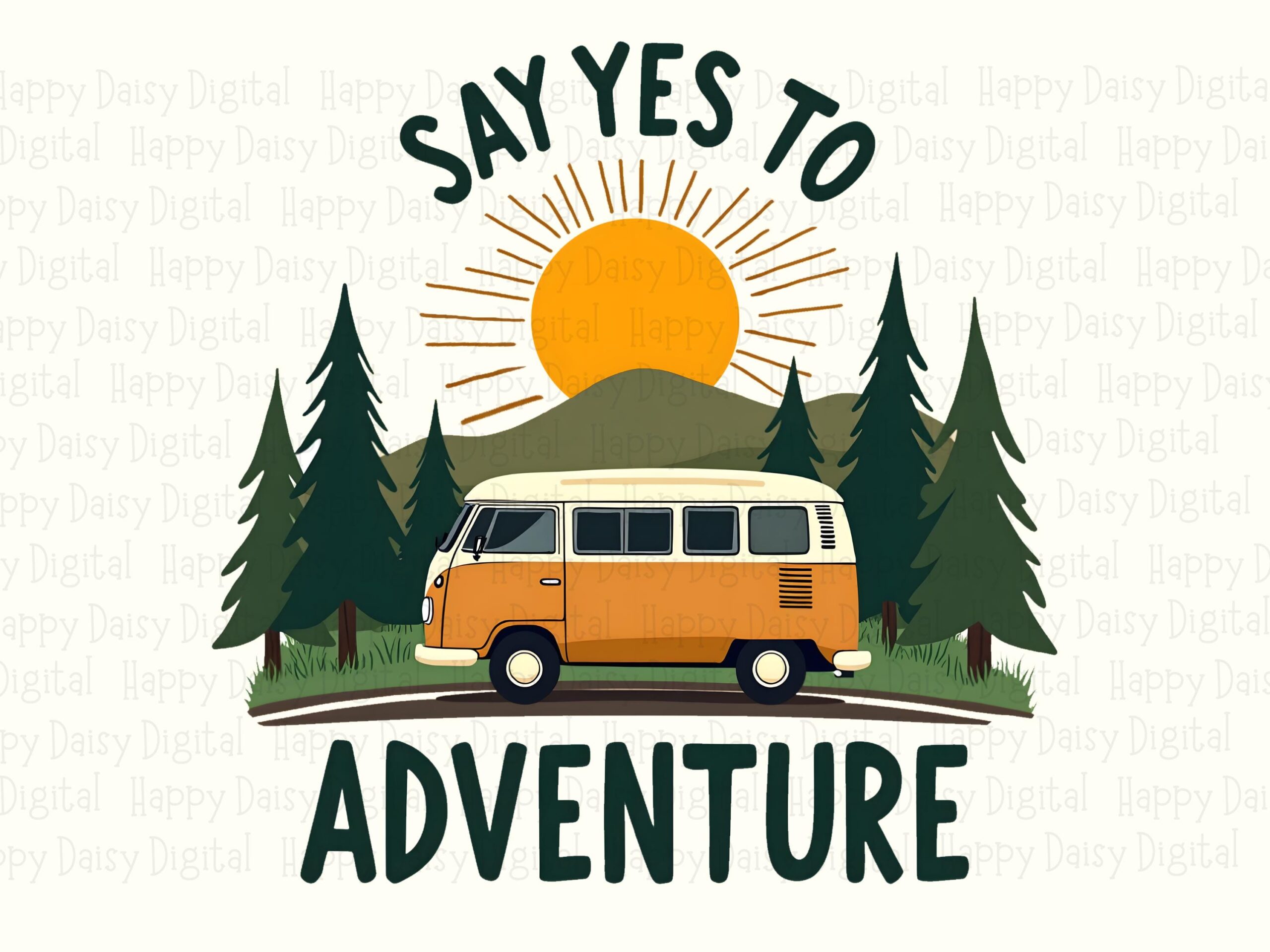 Say Yes to Adventure VW Van PNG | Sublimation Commercial Use POD - Image 2